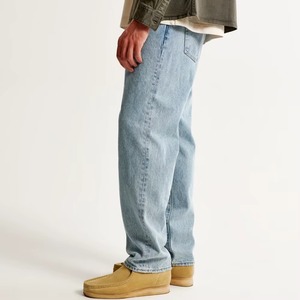 Jeans en denim unisexe OEM personnalisés, déchirés, style streetwear décontracté, vêtements de travail, écologiques, respirants, coupe droite, confortables - Product Image 5