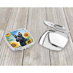 Scottish Terrier Tournesols Miroir de maquillage compact Portable Pliant Handheld Design Cadeau pour femmes filles Voyage Miroir décoratif - Product Image 3