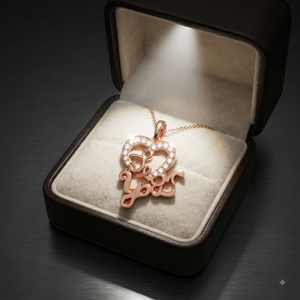 Pendentif Cœur Calligraphié en Diamant de Laboratoire Argenté, Bijou d'Amour Personnalisé en Argent Sterling 925, Breloque Fine Personnalisée IGI, Cadeau Idéal pour Fête - Product Image 1