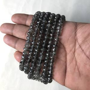 Cuentas facetadas de rutilo negro 100% naturales, certificadas por IGI, grado AAA, de 5mm-8mm, piedra de fuego negra, gemas vivaaz Jaipur - Product Image 5
