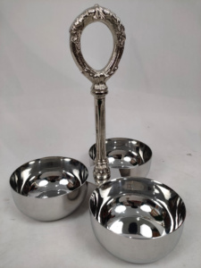 Juego de 3 Tazones de Servir Minimalistas de Acero Inoxidable Pulido Hechos a Mano, Ecológicos, Venta al Por Mayor Directa de la India - Product Image 2
