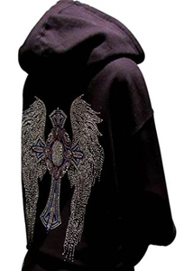 Sweat-shirts et sweats à capuche pour hommes grande taille, délavés à l'acide effet soleil, à épaules tombantes, unis, avec strass, personnalisables - Product Image 3