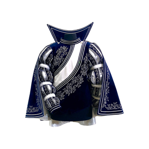 Carnival Prince Suit Blue Velvet Prince Costume Silver Embroidery White Fur Trim Fancy Carnival Dress - Product Image 2