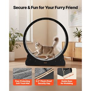 Rueda de Ejercicio para Gatos de Madera Negra de 48 Pulgadas, Capacidad de 28 Libras, Caminadora para Gatos de Interior con Pista Alfombrada, Mecanismo de Bloqueo Silencioso, Fitness y Deporte - Product Image 3