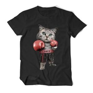 T-shirt Homme 100% Coton à Manches Courtes Col Rond Coupe Décontractée Longueur Standard Séchage Rapide Respirant Grande Taille – Motif Boxe - Product Image 1