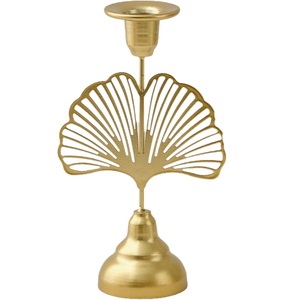 Premium Matte Black Ginkgo Candlestick • Luxury 3D <b>Fan</b> Leaf Taper Holder - Product Image 4