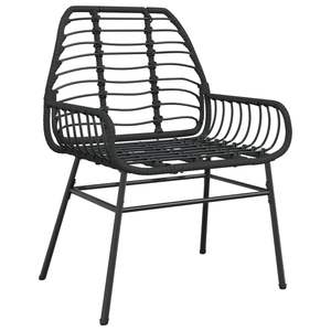Chaise de jardin moyenne en rotin PE noir avec structure en acier thermolaqué - Product Image 4