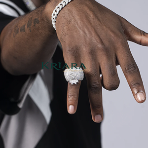 Bague Cocktail Moissanite Sac d'Argent, Coupe Ronde Brillante, Sertissage Pavé, Argent 925, Style Hip-Hop, Unisexe, Usage Quotidien - Product Image 5
