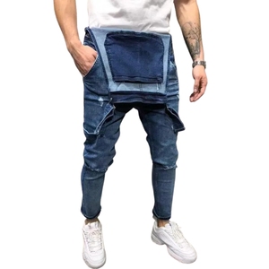 Overoles de Mezclilla Rectos Premium para Hombre, Ropa de Calle de Verano |   Pantalones de Moto Transpirables, Estilo Cargo, Lavados, de Alta Movilidad, Urbanos, con Tirantes - Product Image 5
