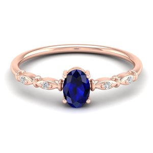 Anillo de Plata de Ley 925 con Zafiro Azul Ovalado de 0.5 Quilates, Certificado GRA, Joyería Fina con Moissanita Certificada GRA - Product Image 1