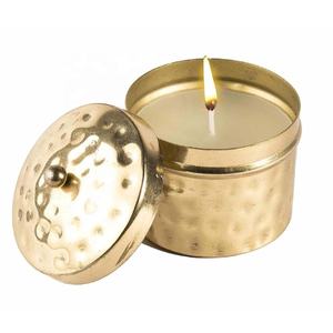 Pot de bougie en métal martelé de vente chaude disponible pot de bougie rond pot de bougie votive avec couvercle au prix de gros - Product Image 5