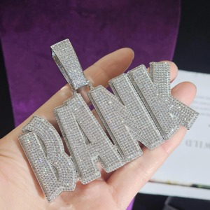 Custom <b>Iced</b> <b>Out</b> Name Necklace Cuban <b>Chain</b> Silver Plated Moissanite Letter Charm Pendant Mens Hip Hop Jewelry India Gift Shop - Product Image 4