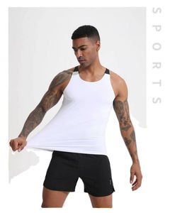 Camisetas de tirantes de algodón para hombre, corte Y, estilo musculoso, chaleco de gimnasio sin mangas, camiseta de fitness de secado rápido, elástica, formal, lisa, 180g - Product Image 4
