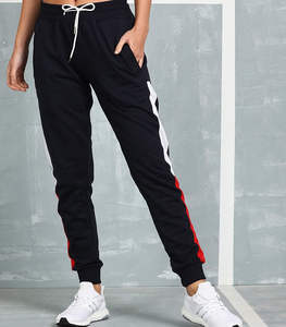 Pantalon de jogging droit pour femme, sportswear, yoga, anti-boulochage, taille élastique, coton/polyester, couleur unie, décontracté, vente en gros - Product Image 2