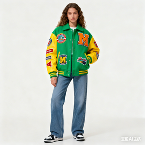 High-Quality Varsity Jacket Men & Women, Custom Embroidery with Leather Sleeves, Baseball Letterman Style - Product Image 2