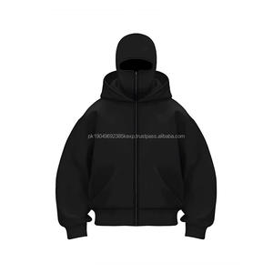 2026 New Fashion Manufacturer Customized logo Men's Black Zip <b>Ninja</b> <b>Hoodie</b> High Quality Plain Zipper Balaclava <b>Hoodie</b> Men 2026 - Product Image 1