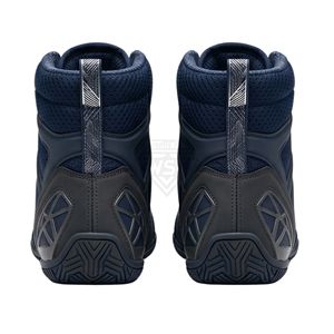 Wholesale Navy Silver Mid Top Boxing Boots Wrestling Footwear Training Gym Sparring Ring <b>Ankle</b> <b>Support</b> Boxing Shoes - Product Image 2