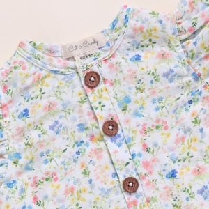 Premium Quality Organic <b>Muslin</b> Half Romper Spring Floral Print <b>Baby</b> Clothing with Frill - Product Image 3