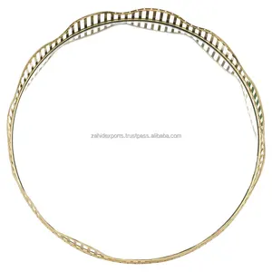 Plateau cadeau en métal fait main pour les festivals, pour les intérieurs tendance, édition texture, plateau plaqué platine, Zahid exporte en gros - Product Image 4