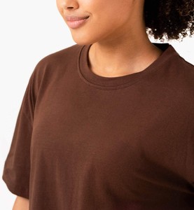 Camiseta para mujer, camisetas sencillas con estampado de color liso y cuello redondo, moda de verano, ajuste holgado, informal, 100% algodón, Jersey transpirable - Product Image 6
