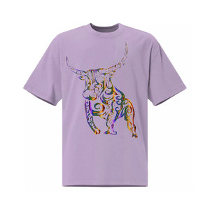 Camiseta de manga corta para hombre, color lavanda, con estampado de calaveras, cuello redondo, corte holgado, algodón jersey, estilo casual hip hop, de secado rápido, 200g - Product Image 1