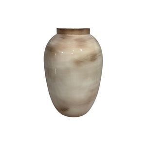 Vase à fleurs en métal texturé blanc antique, aspect métal rustique, vase amphore avec poignées, style méditerranéen, décoration de table de mariage - Product Image 4