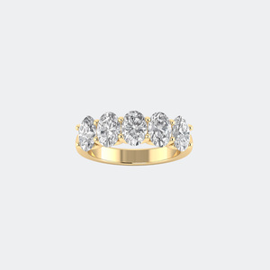 แหวนวงแหวนห้าเม็ดทรงวงรี 1.00CTW ประดับเพชรแบบ Prong Set - Product Image 1