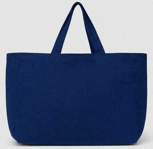 Blue Cotton <b>Canvas</b> Tote Bag Reusable Shoulder Handbag Large Capacity <b>Shopper</b> for Travel Daily Use - Product Image 1
