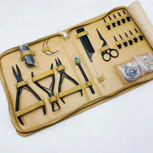 Kit d'installation d'extensions capillaires : Outils métalliques pour crochet de tirage, enfileur de boucles, pince à sertir pour bandes adhésives, ciseaux et peigne - Product Image 3