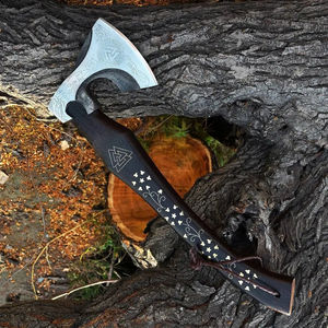 Burraq Hacha de Acero al Carbono Hecha a Mano de 19 Pulgadas con Mango de Palisandro y Cuero, Cuchilla de 4 1/2 Pulgadas, para Bricolaje, Uso Industrial y Exterior - Product Image 2