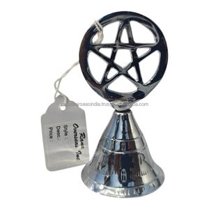 Campana de Mano de Latón Plateado con Pentagrama, Tradicional y Moderna, para Hogar, Altar, Meditación, Regalo Espiritual - Product Image 3