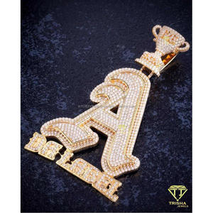 Luxury 925 Silver GIA Certified Moissanite a Letter Pendant with <b>Custom</b> <b>Name</b> DABABEI Hip Hop <b>Necklace</b> for Men and Women - Product Image 4