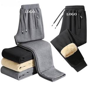 Pantalon de survêtement polaire chaud pour l'extérieur en hiver, pour diverses activités, avec impression en relief, taille mi-haute, fermeture à cordon de serrage, coupe ample, style urbain - Product Image 1