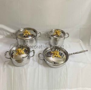 Gold Hammered Customized <b>Stainless</b> <b>Steel</b> Eco-Friendly Casserole Set Cooking Pots <b>Pan</b> Luxury Kitchenware Vegetable Shape Lid - Product Image 4