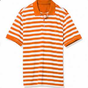 Camisa de Lona Moderna para Hombre, Color Naranja y Blanco, Teñido Liso, Estilo Vintage, con Botones, Manga Corta, Transpirable, Tejido de Poliéster/Algodón, Informal - Product Image 1