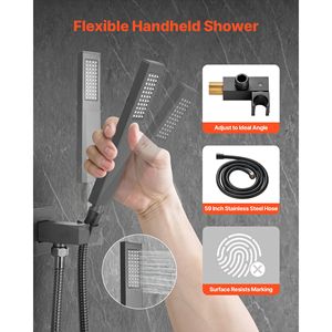 Set Doccia a Pioggia Portatile con Soffione Quadrato da 10 Pollici, Sistema Doccia a Soffitto, Accessori Bagno - Product Image 3