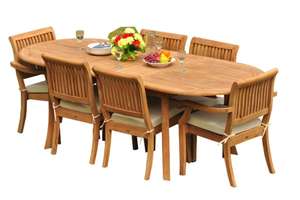 Juego de Comedor de Jardín de Madera Maciza de Teca Reciclada de Diseño Moderno y Duradero para 7 Personas, para Uso en Exteriores en Villas y Apartamentos - Product Image 3