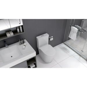 Inodoro Compacto Blanco de Una Pieza de 23 Pulgadas con Doble Descarga para Baños Pequeños con Poco Espacio Profundo - Product Image 3
