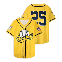 Jersey Bisbol Wanita Lengan Pendek Kerah V Bergaris Kancing Depan Longgar Cocok untuk Musim Panas dengan Patch Bendera Amerika