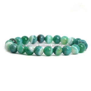 8mm Beaded Alloy Bracelet with Green Agate and Seawater Pearl for Unisex Luxury Gift - Product Image 1