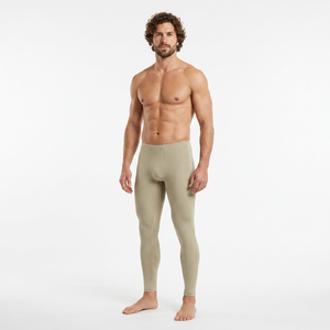 Leggings de compression pour homme, longueur intégrale, couleur unie, taille élastique, matière Spandex Nylon - Product Image 3