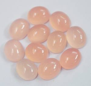 พลอยแคลเซโดนีสีชมพูธรรมชาติ รูปทรงวงรี ขนาดต่างๆ มีจำหน่าย พลอยแคลเซโดนีสีชมพูผิวเรียบ สำหรับทำเครื่องประดับ - Product Image 4