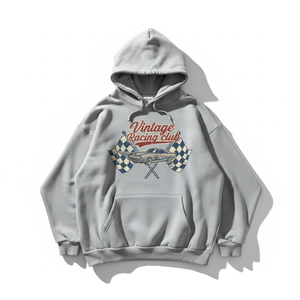 Sudadera con Capucha para Hombre, Diseño de Texto con Logotipo Personalizado del Club de Carreras Vintage, Hombros Caídos, Alta Calidad, Estilo Invernal - Product Image 1