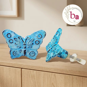 Cast Iron <b>Butterfly</b> Cabinet Knob Handle Blue Modern Design Easy Installation for Home Office Wardrobe Villa Furniture - Product Image 1