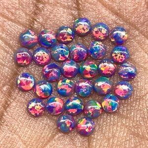 Opale australienne noire 3 mm, cabochon rond, pierres précieuses créées en laboratoire, opale en vrac, lot de pierres précieuses en gros pour la fabrication de bijoux - Product Image 5
