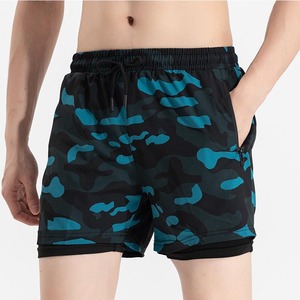 High Quality Sublimation Mens 2 in 1 Quick Dry Breathable Eco-Friendly Knee Length Training Shorts Athletic Gym Wear - Product Image 3