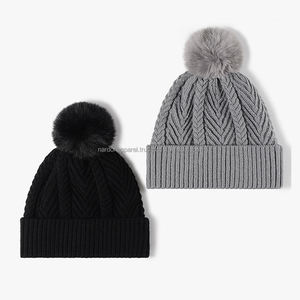 Nardon Apparel, recién llegado, gorro de bebé personalizado con pompón, gorro de Color sólido acrílico para niños, gorros de mano deportivos cálidos a prueba de viento - Product Image 3