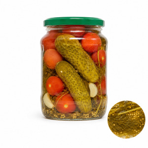 Factory In Vietnam Top Selling Tasty <b>Pickled</b> Assorty Whole Cucumber and Tomato Packed in 720ml Mason <b>Jar</b> - Product Image 1
