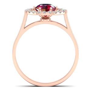 Anillo de Compromiso REYES Personalizado con Rubí de Corte Redondo de 0.84 Quilates, Regalo de Aniversario, Anillos Finos de Oro Rosa Sólido de 14K - Product Image 4