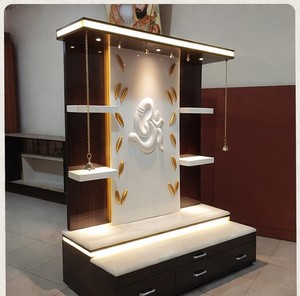 Modern Handcrafted Teak Wood <b>Temple</b> for Pooja Room with Customized Size and SEA Shipping - Product Image 3